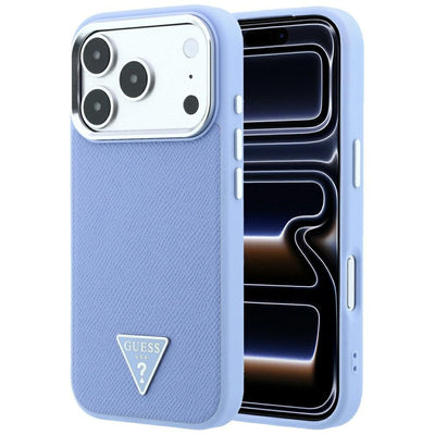 Guess Grained Triangle Logo MagSafe Case for iPhone 18 Pro Max / 17 Pro Max - Blue