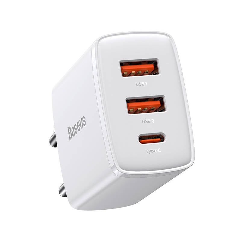 Ładowarka sieciowa Baseus Compact Quick Charger, 2xUSB, USB-C, PD, 3A, 30W (biała) - Product Image 2