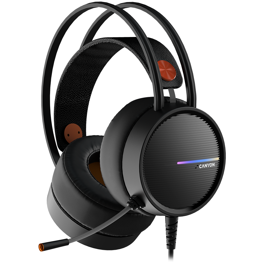 CANYON INTERCEPTOR GH-8A, Gaming headset 3.5mm jack plus USB connector for LED backlight, adjustable microphone and volume co