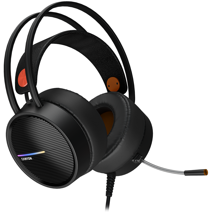 CANYON INTERCEPTOR GH-8A, Gaming headset 3.5mm jack plus USB connector for LED backlight, adjustable microphone and volume co