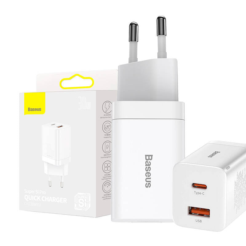 Baseus Super Si Pro Quick Charger USB + USB-C 30W (white) - Product Image 6