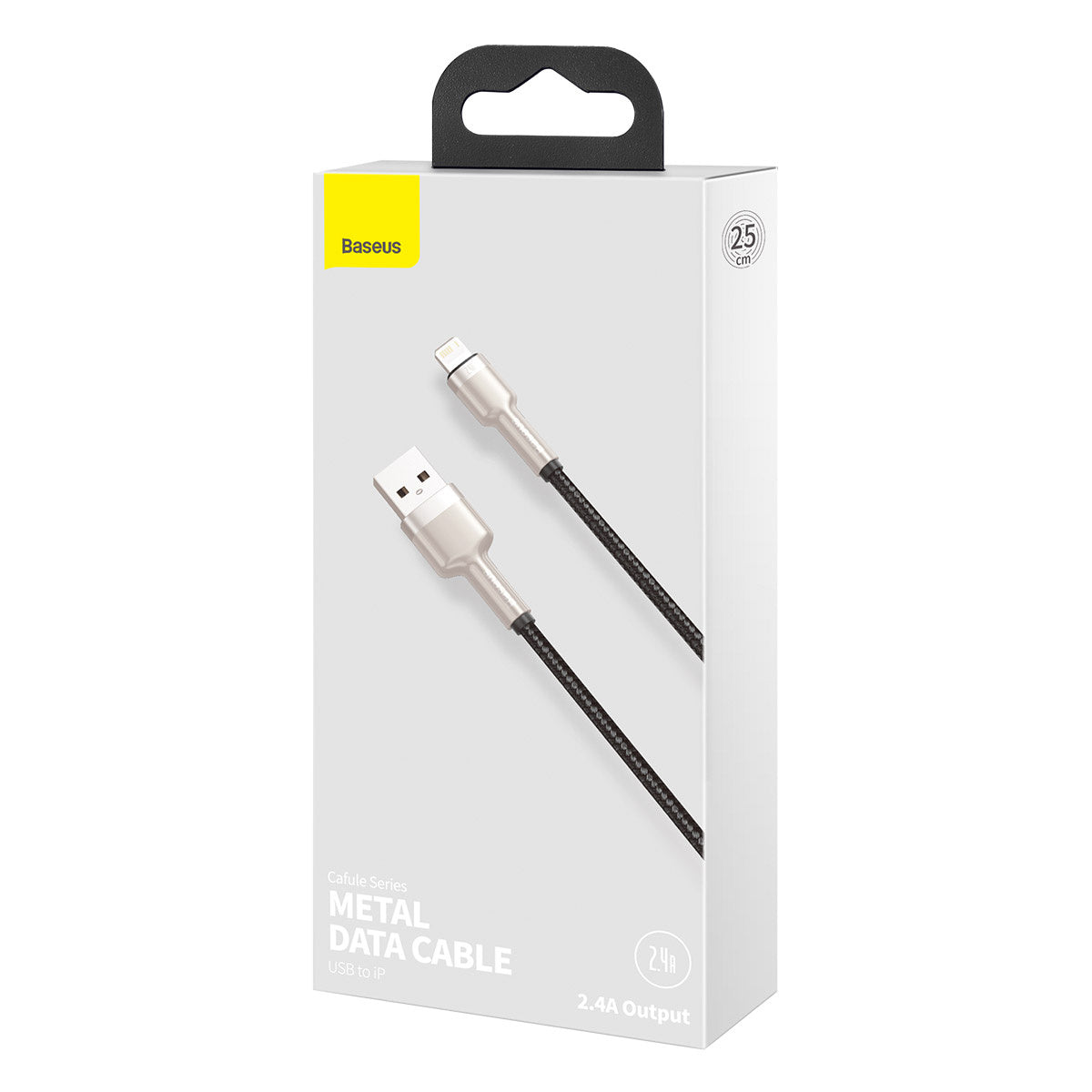 USB cable for Lightning Baseus Cafule, 2.4A, 0,25m (black) - Product Image 6