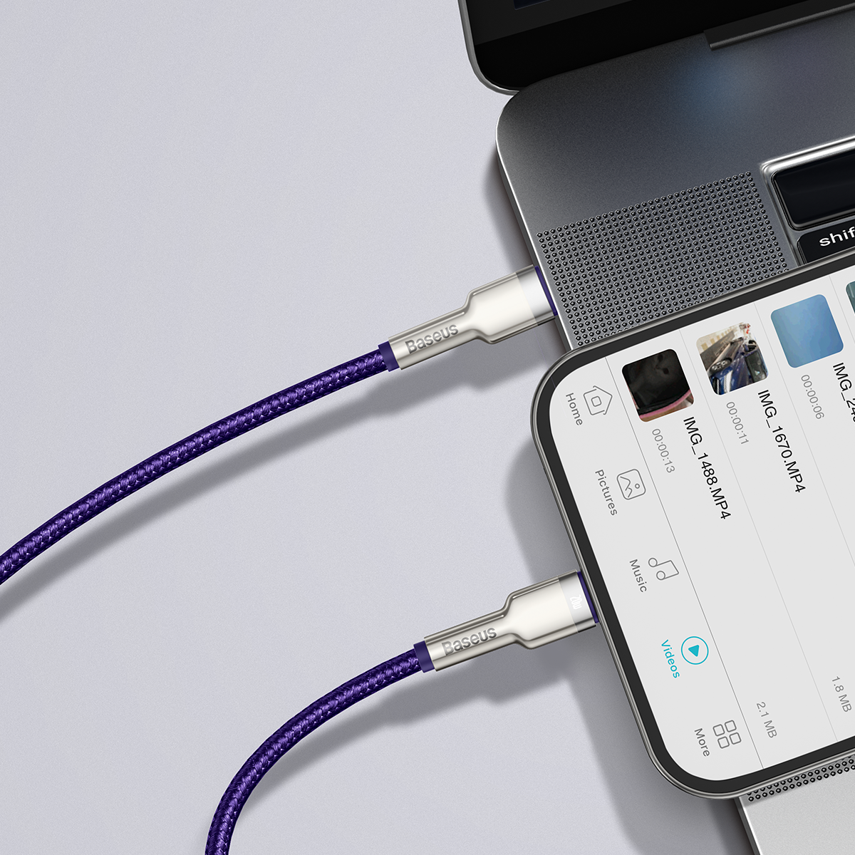 Baseus Cafule Series USB-C cable for Lightning, 20W, 2m (purple) - Product Image 4