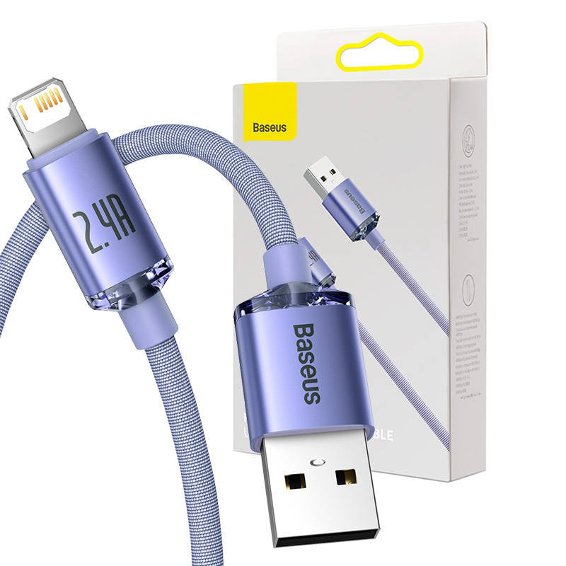 Baseus Crystal Shine cable USB to Lightning, 2.4A, 1.2m (purple) - Product Image 1