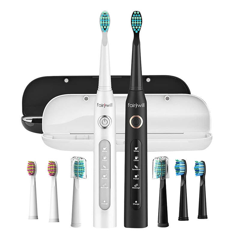Sonic toothbrushes with head set and case FairyWill FW-507 (Black and white) - Product Image 1