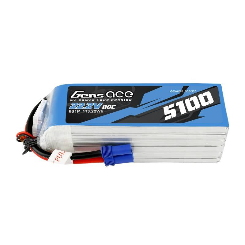 Akku GensAce 5100mAh 22,2V 80C 6S1P EC5