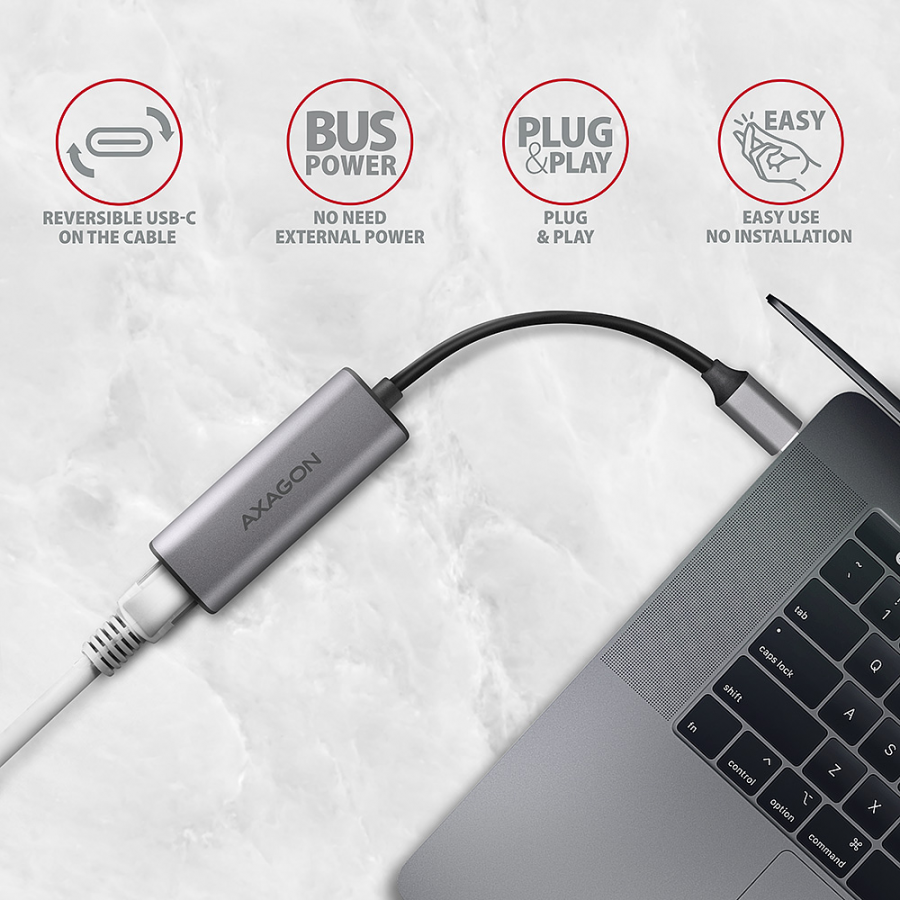 ADE-25RC SUPERSPEED USB-C 2.5 GIGABIT ETHERNETCompact aluminum USB-C 3.2 Gen 1 2.5 Gigabit Ethernet 10/100/1000/2500 Mbit ada