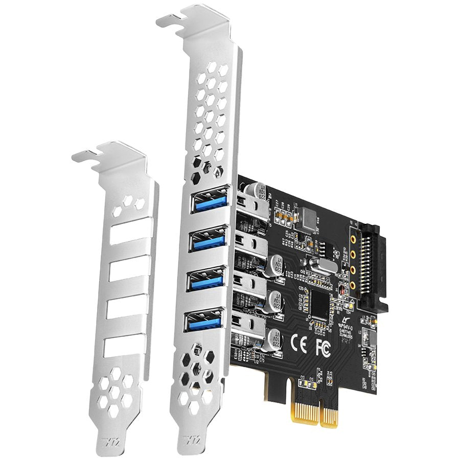 Axagon PCI-Express card with four external USB 3.2 Gen1 ports with dual power