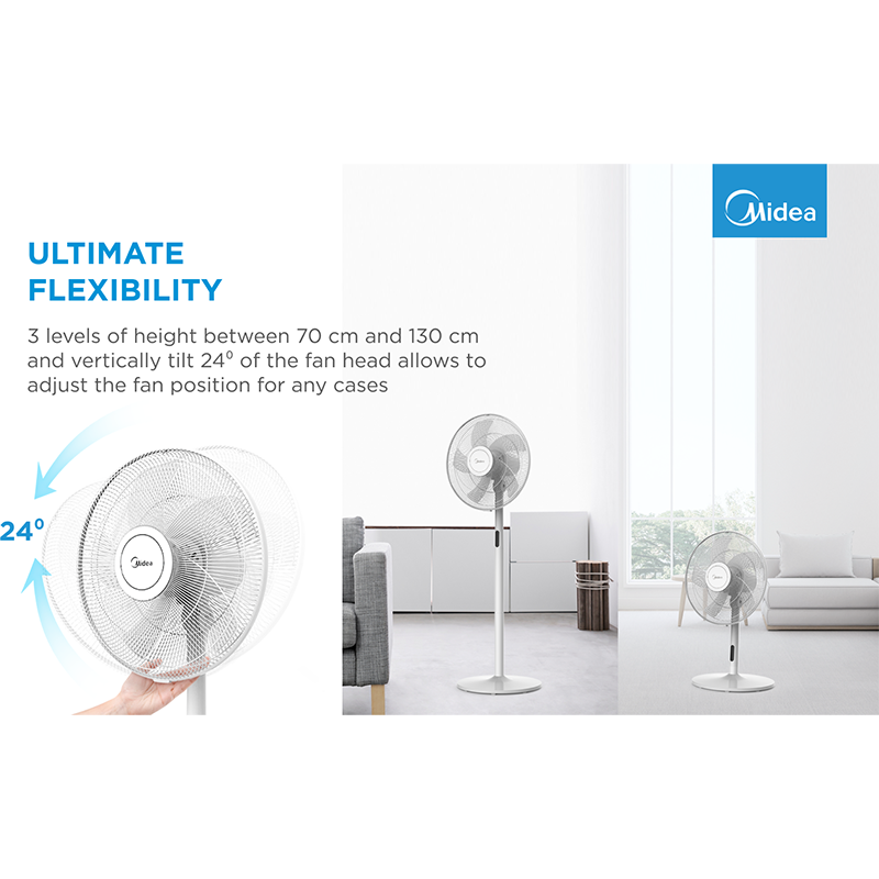 Stand fan, 48W, 40cm, 8 Speeds, 8H timer, LED display, electric control with remote, 3-in-1: Stand/Table/Table+Stand, control