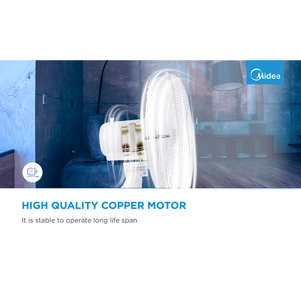 Table fan, 40W, 40cm, 3 speeds, mechanical, noise level: 50-60 dB, Oscillation 80°, Tilting +24° -12° — MIDEA