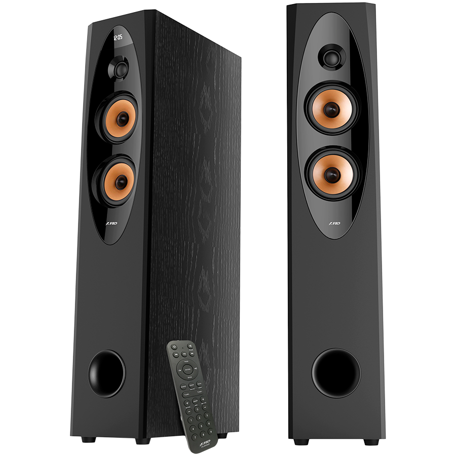 F&D T-60X PRO 2.0 Floorstanding Speakers, 120W RMS ( 60Wx2), 1'' Tweeter + 4'' Speakers x2 + 8'' Subwoofer for each channel,