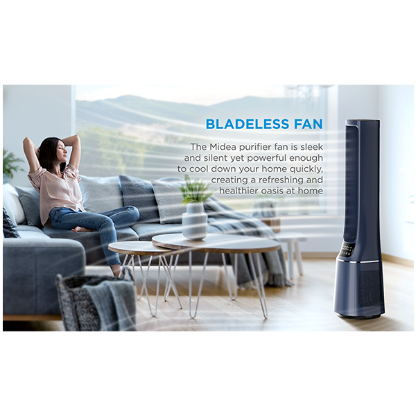 Bladeless Fan & air purifier, Smart WiFi, digital with IOT and remote, H13 HEPA filter, 10 speeds, wide oscillation, ION mode