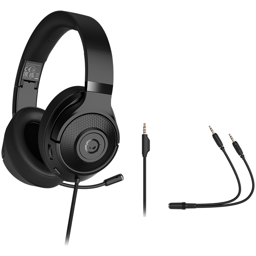 LORGAR Noah 101, Gaming headset with microphone, 3.5mm jack connection, cable length 2m, foldable design, PU leather ear pads
