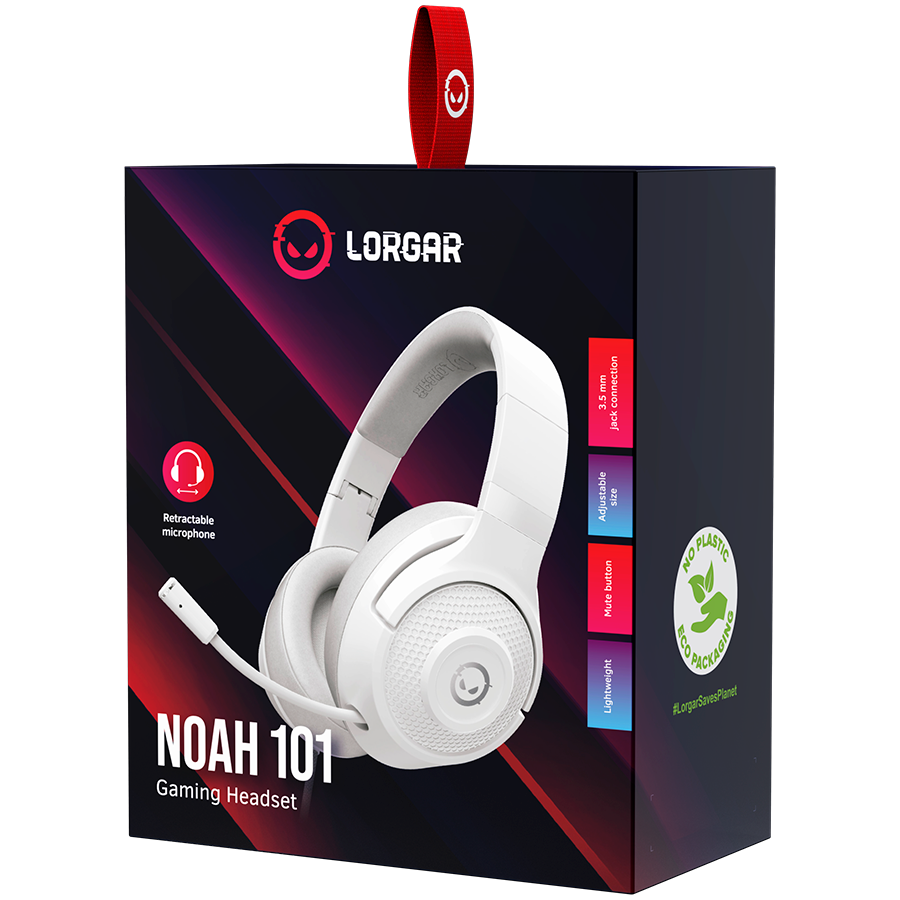 LORGAR Noah 101, Gaming headset with microphone, 3.5mm jack connection, cable length 2m, foldable design, PU leather ear pads