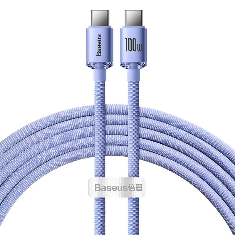 Baseus Crystal Shine cable USB-C to USB-C, 100W, 2m (purple) - Product Image 1