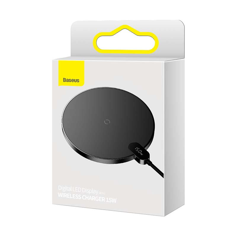Inductive wireless charger Baseus Digital LED 15W (black) - Product Image 7