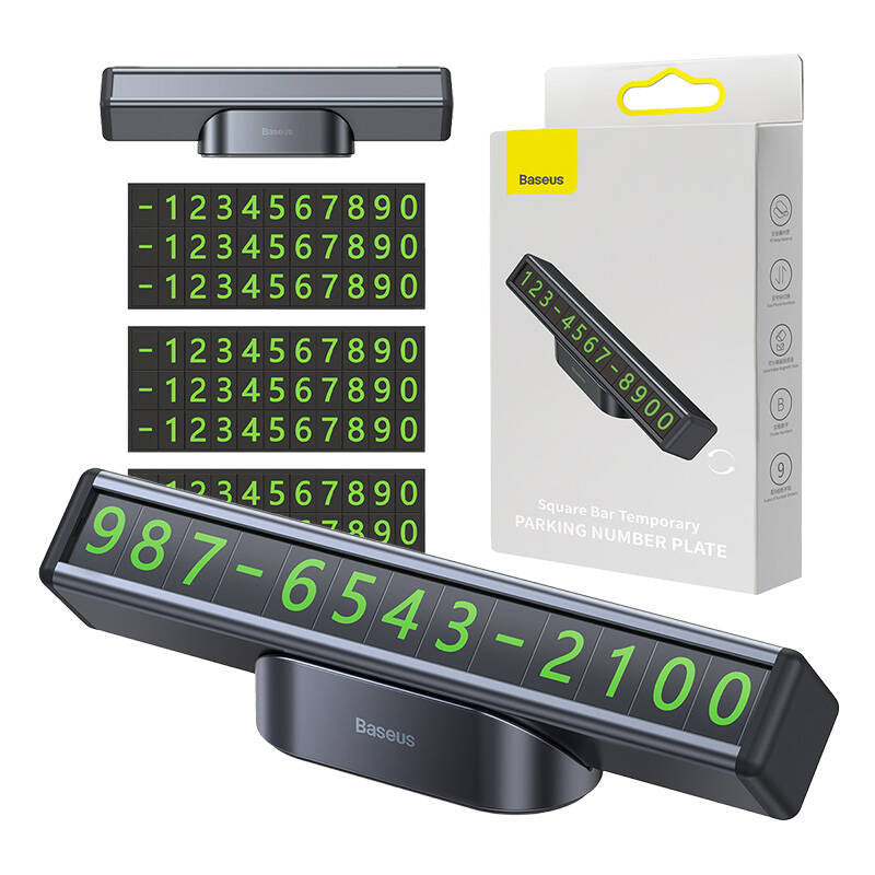 Baseus Square Bar Temporary Parking Number Plate (Black) - Product Image 8