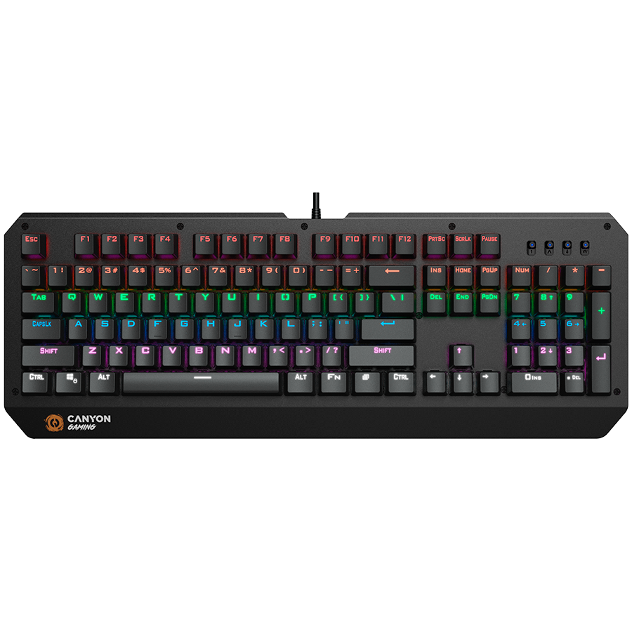 CANYON Hazard GK-6, Wired multimedia gaming keyboard with lighting effect, 108pcs rainbow LED, Numbers 104keys, EN double inj