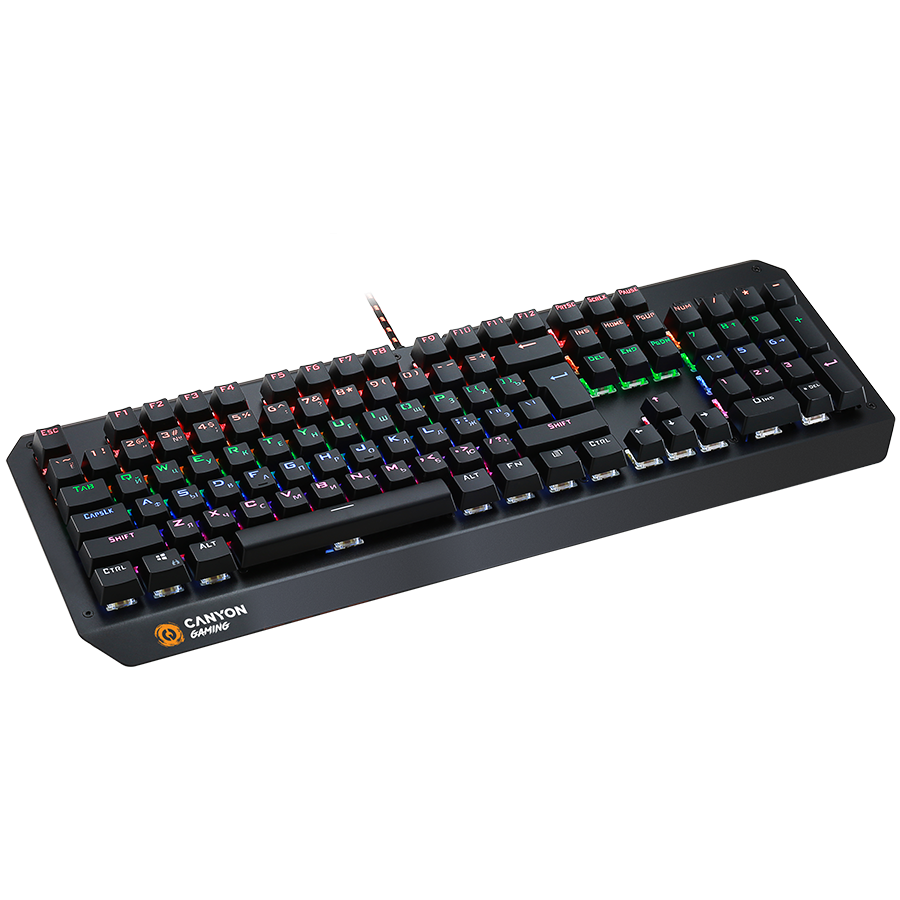 CANYON Hazard GK-6, Wired multimedia gaming keyboard with lighting effect, 108pcs rainbow LED, Numbers 104keys, EN double inj