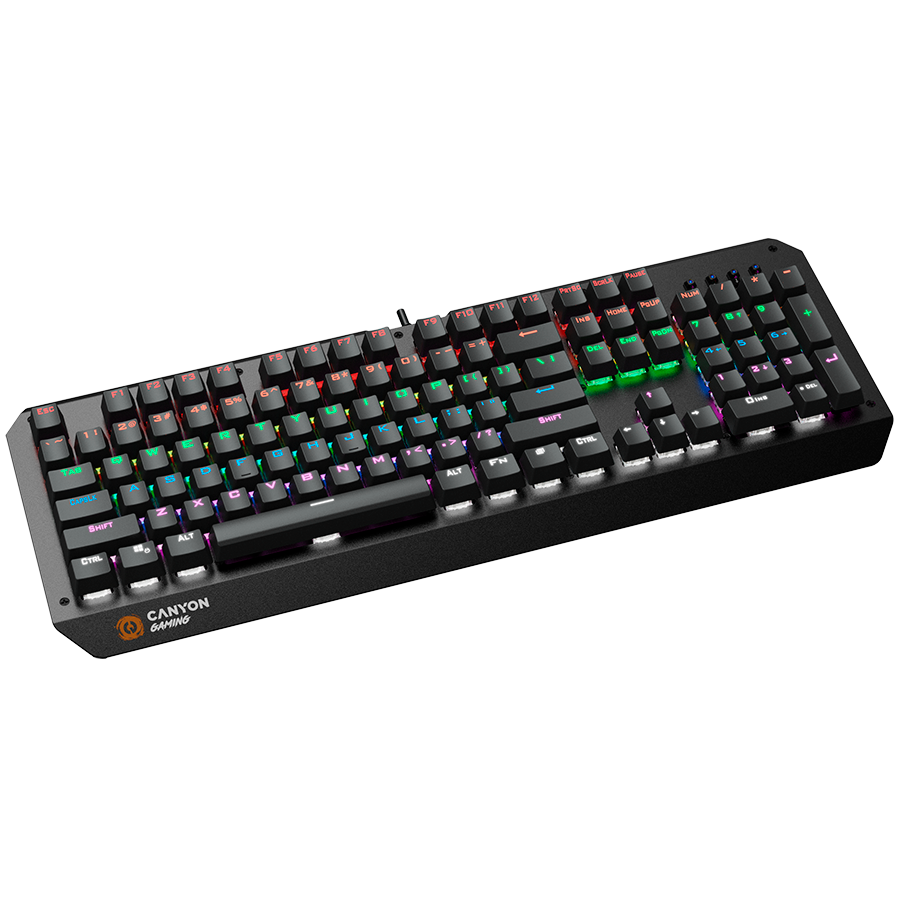 CANYON Hazard GK-6, Wired multimedia gaming keyboard with lighting effect, 108pcs rainbow LED, Numbers 104keys, RU+EN double