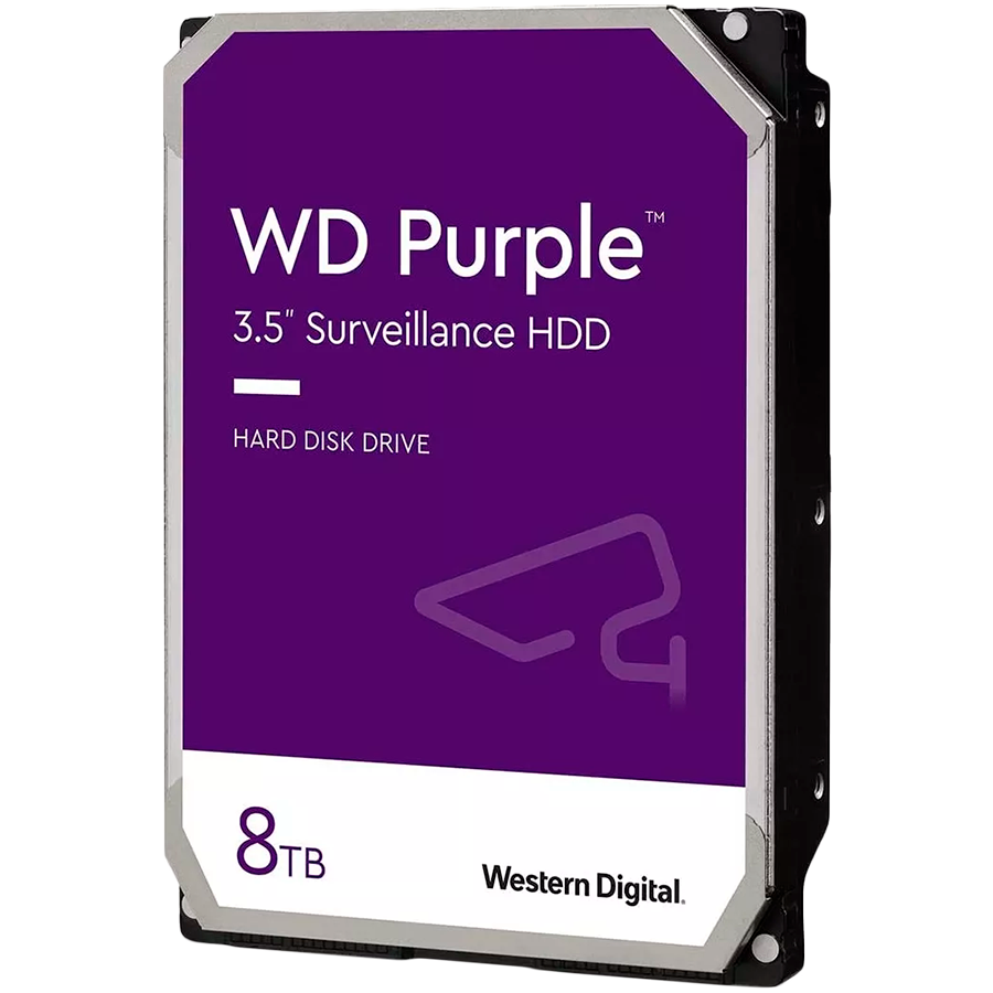 HDD Video Surveillance WD Purple 8TB CMR, 3.5'', 256MB, 5640 RPM, SATA, TBW: 180 — WESTERN DIGITAL