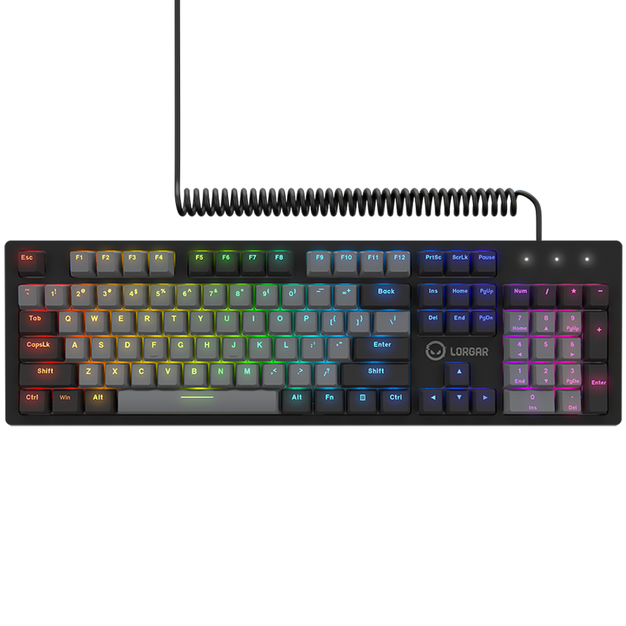 LORGAR Azar 514, Wired mechanical gaming keyboard, RGB backlight, 1680000 colour variations, 18 modes, keys number: 104, 50M