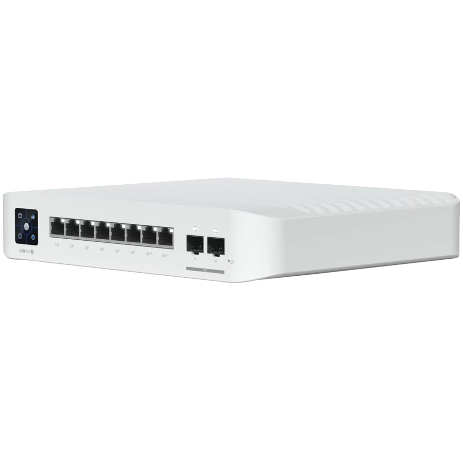 Ubiquiti USW-Pro-8-PoE-EU An 8-port, Layer 3 switch with PoE+ and PoE++ output