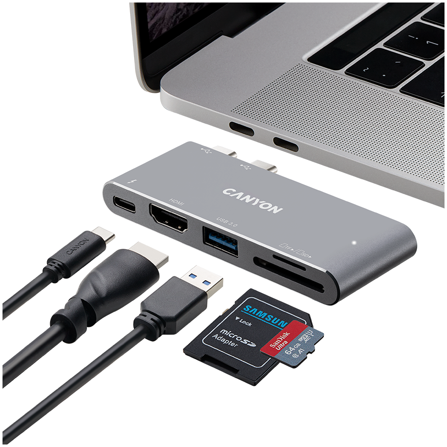 CANYON hub DS-5 5in1 Thunderbolt 3 4k Space Grey