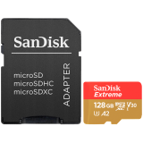 SANDISK Extreme microSDXC 128GB + SD Adapter + 1 year RescuePRO Deluxe up to 190MB/s & 90MB/s Read/Write speeds A2 C10 V30 UH