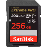 SANDISK Extreme PRO 256GB SDXC Memory Card + 2 years RescuePRO Deluxe up to 200MB/s & 140MB/s Read/Write speeds, UHS-I, Class