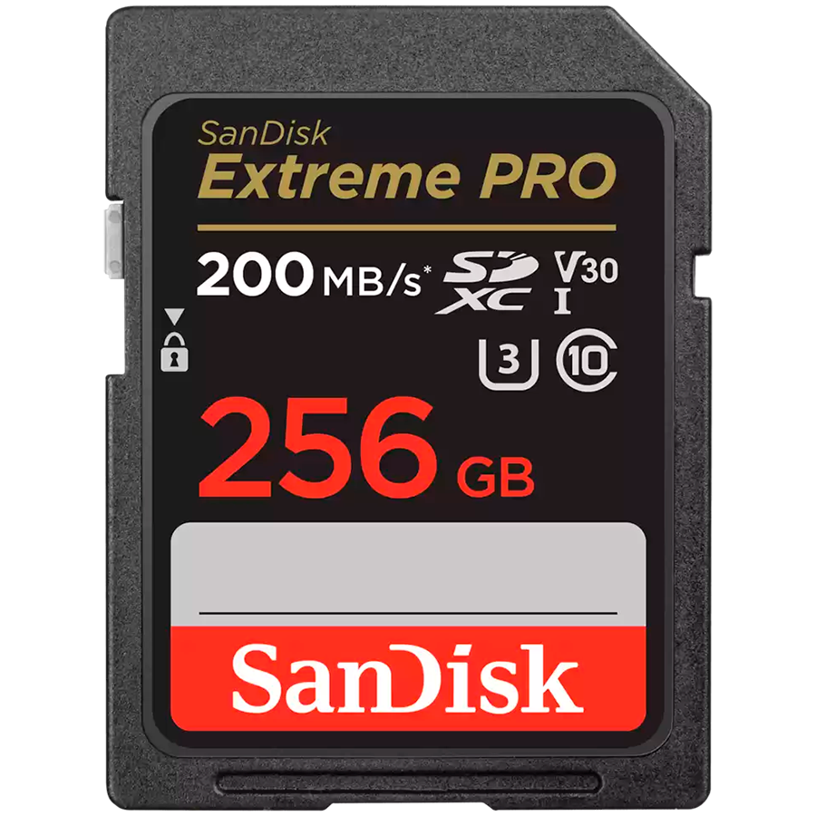SANDISK Extreme PRO 256GB SDXC Memory Card + 2 years RescuePRO Deluxe up to 200MB/s & 140MB/s Read/Write speeds, UHS-I, Class