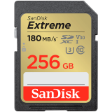 SANDISK Extreme 256GB SDXC Memory Card + 1 year RescuePRO Deluxe up to 180MB/s & 130MB/s Read/Write speeds, UHS-I, Class 10,