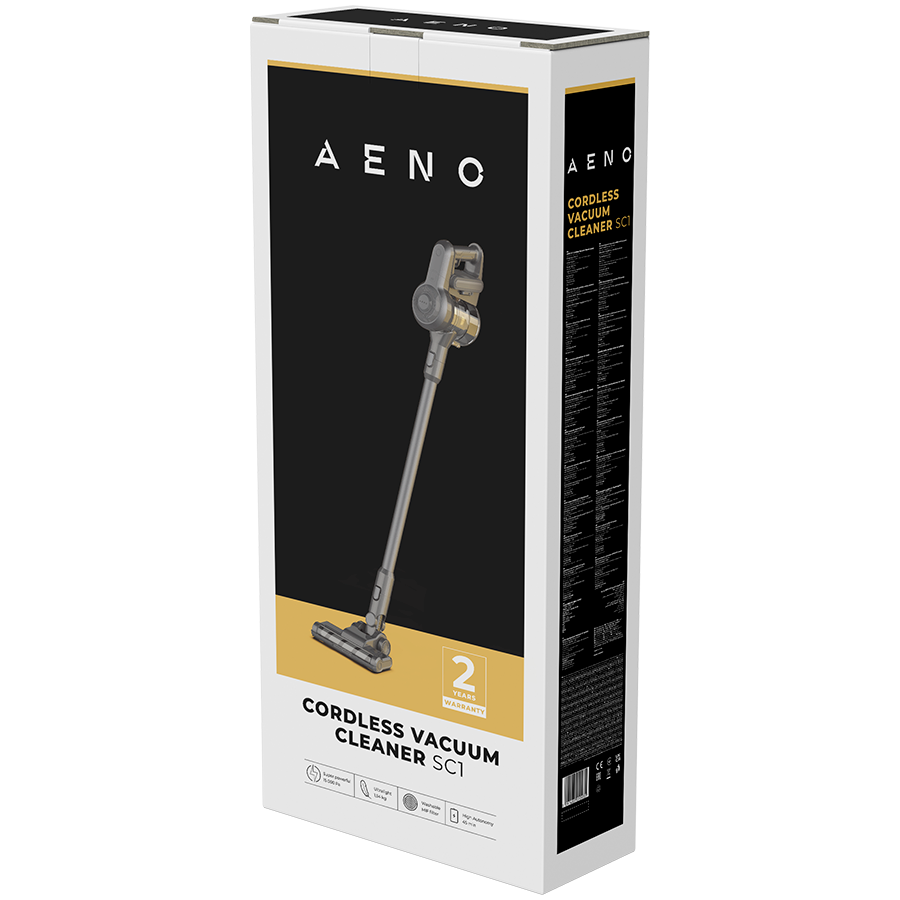 AENO Cordless vacuum cleaner SC1: electric turbo brush, LED lighted brush, resizable and easy to maneuver, 120W