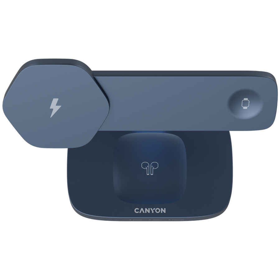 CANYON Wireless Charging Station Hexagon 310 3in1 DarkGrey/Blue