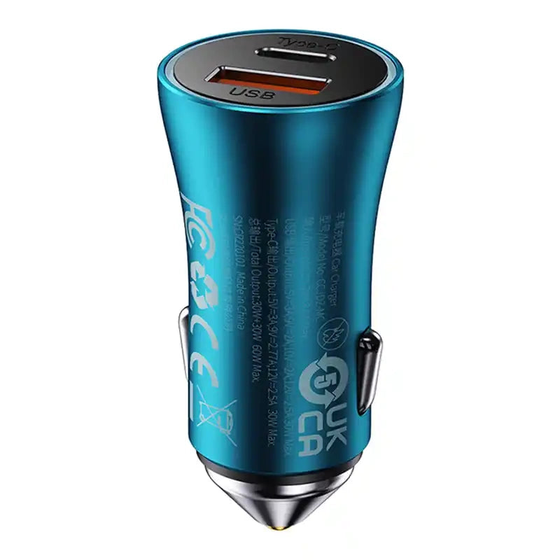 Baseus Golden Contactor Max car charger, USB + USB-C, 60W (blue) - Product Image 6