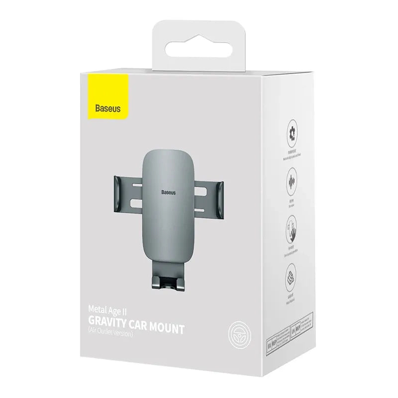 Baseus Metal Age II Gravitational Car Holder on ventilation grid (gray) - Product Image 7