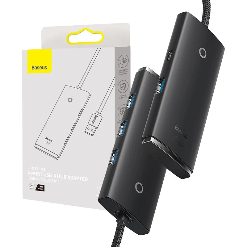 Baseus Lite Series Hub 4in1 USB to 4x USB 3.0, 25cm (Black) - Product Image 7