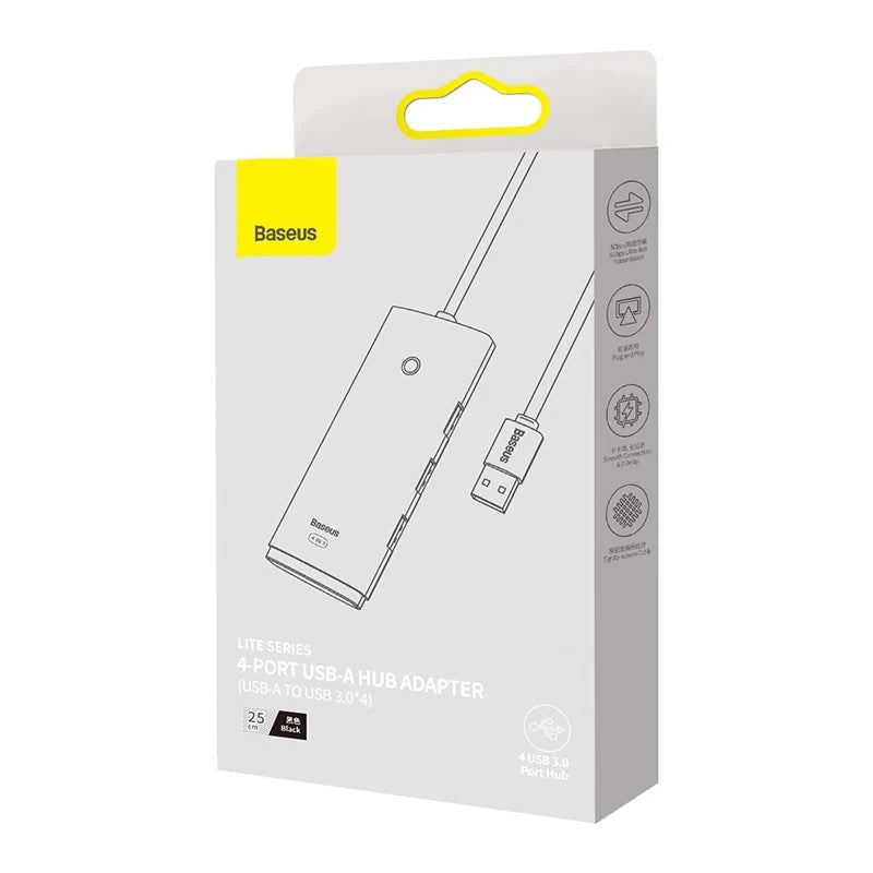 Baseus Lite Series Hub 4in1 USB to 4x USB 3.0, 25cm (Black) - Product Image 6