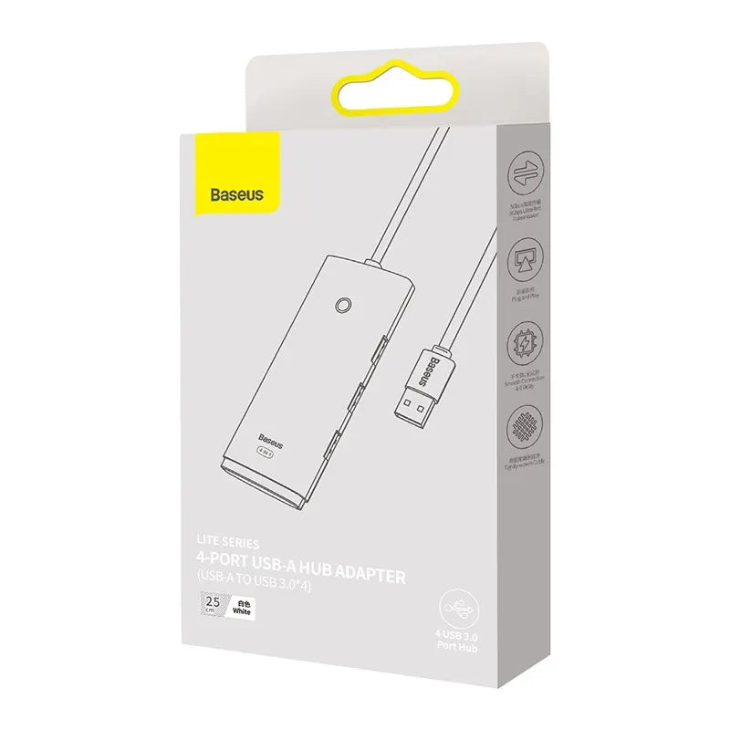 Baseus Lite Series Hub 4in1 USB to 4x USB 3.0, 25cm (White) - Product Image 6