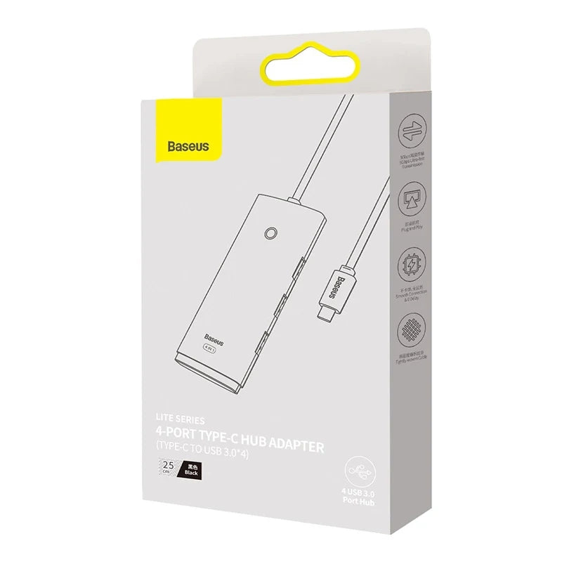 Baseus Lite Series Hub 4in1 USB-C to 4x USB 3.0 + USB-C, 25cm (Black) - Product Image 6