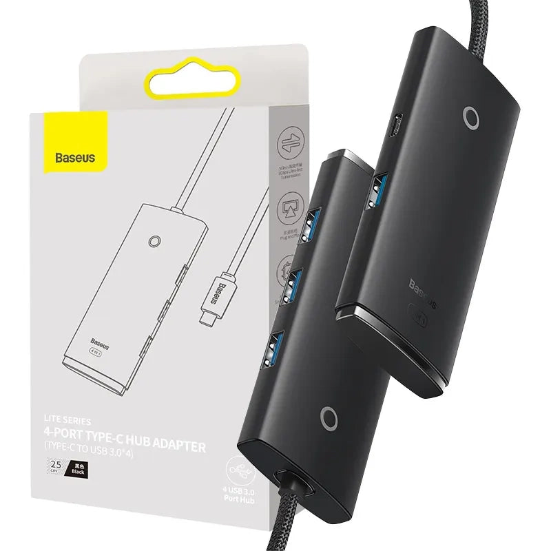 Baseus Lite Series Hub 4in1 USB-C to 4x USB 3.0 + USB-C, 25cm (Black) - Product Image 7