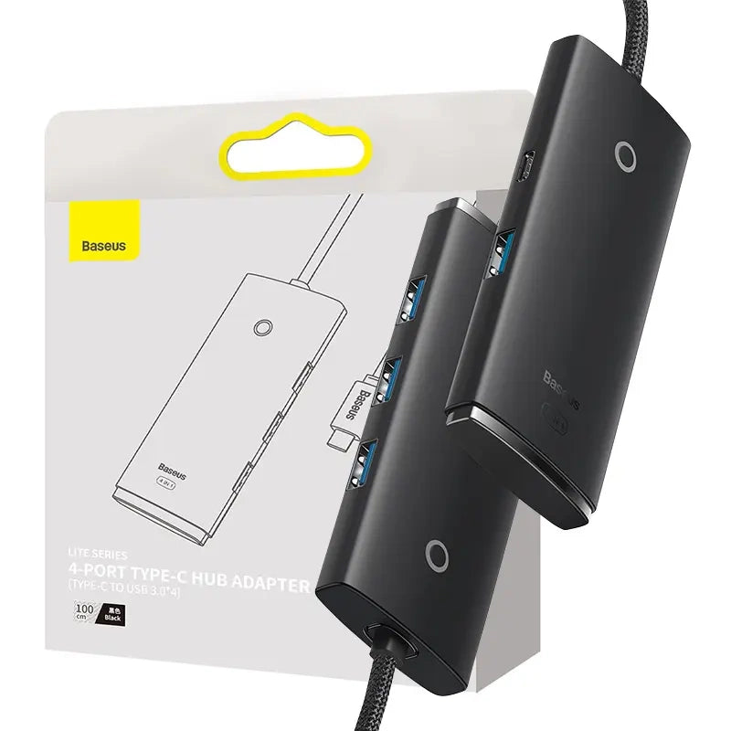 Baseus Lite Series Hub 4in1 USB-C to 4x USB 3.0 + USB-C, 1m (Black) - Product Image 6