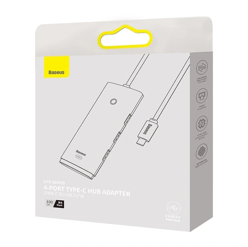 Baseus Lite Series Hub 4in1 USB-C to 4x USB 3.0 + USB-C, 1m (Black) - Product Image 5