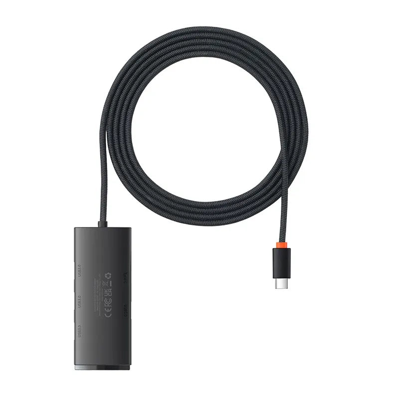 Hub 4in1 Baseus Lite Series USB-C to 4x USB 3.0 + USB-C, 2m (Black) - Product Image 2
