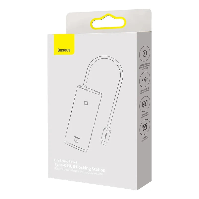 Baseus Lite Series Hub 6w1 USB-C to 2x USB 3.0 + USB-C + HDMI + SD/TF (black) - Product Image 6
