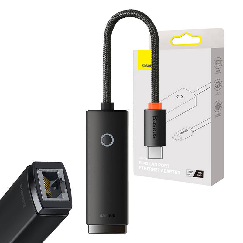 Network adapter Baseus Lite Series USB-C to RJ45 (black) - Product Image 1