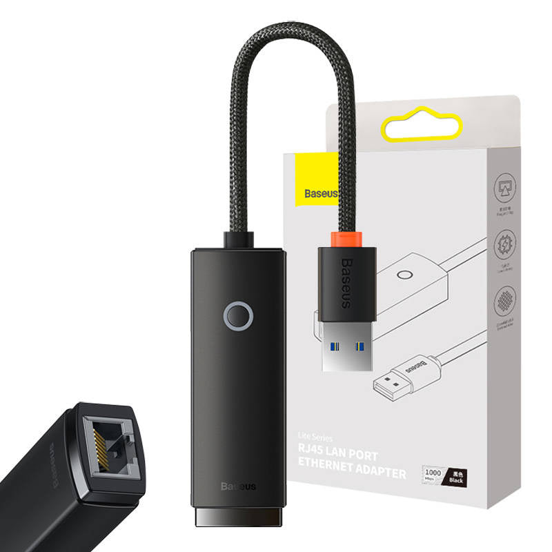 Network adapter Baseus Lite Series USB to RJ45 (black) - Product Image 1