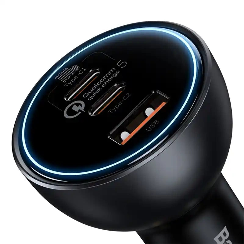 Car Charger Baseus Qualcomm, USB, 2x USB-C, 160W (Grey) - Product Image 3