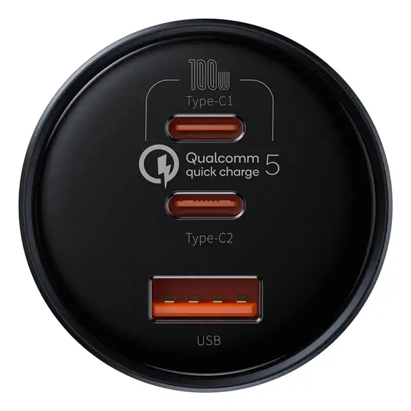 Car Charger Baseus Qualcomm, USB, 2x USB-C, 160W (Grey) - Product Image 4