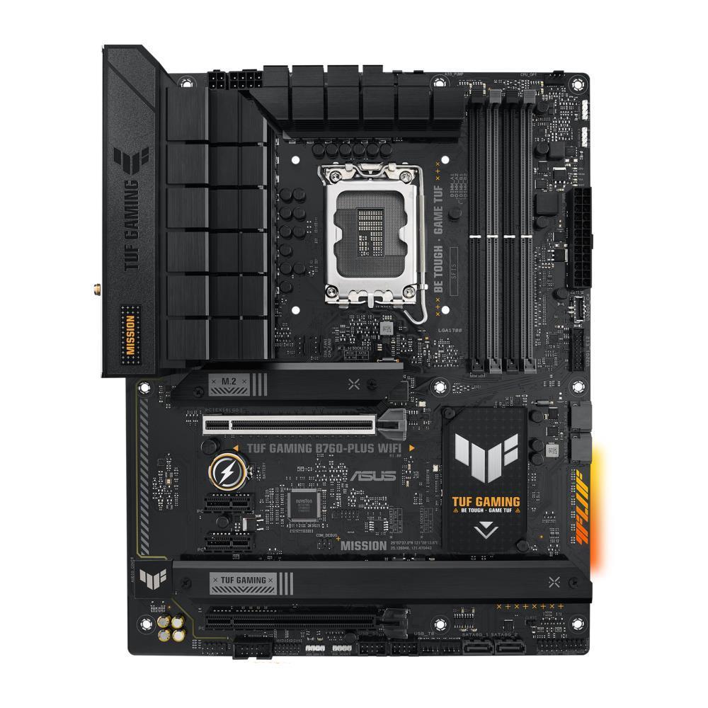 Mainboard ASUS Intel B760 Express LGA1700 ATX Memory DDR5 Memory slots 4 2xPCI-Express 3.0 1x 1xPCI-Express 3.0 16x 1xPCI-Express 5.0 16x 3xM.2 1xHDMI 1xDisplayPort 1xUSB 2.0 4xUSB 3.2 1xUSB-C 1xOptical S/PDIF 1xRJ45 5xAudio port TUFGAMINGB760-PLUSWIFI